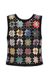 SWAYING/KNIT crochet patchwork vest SW24RE1T03 black